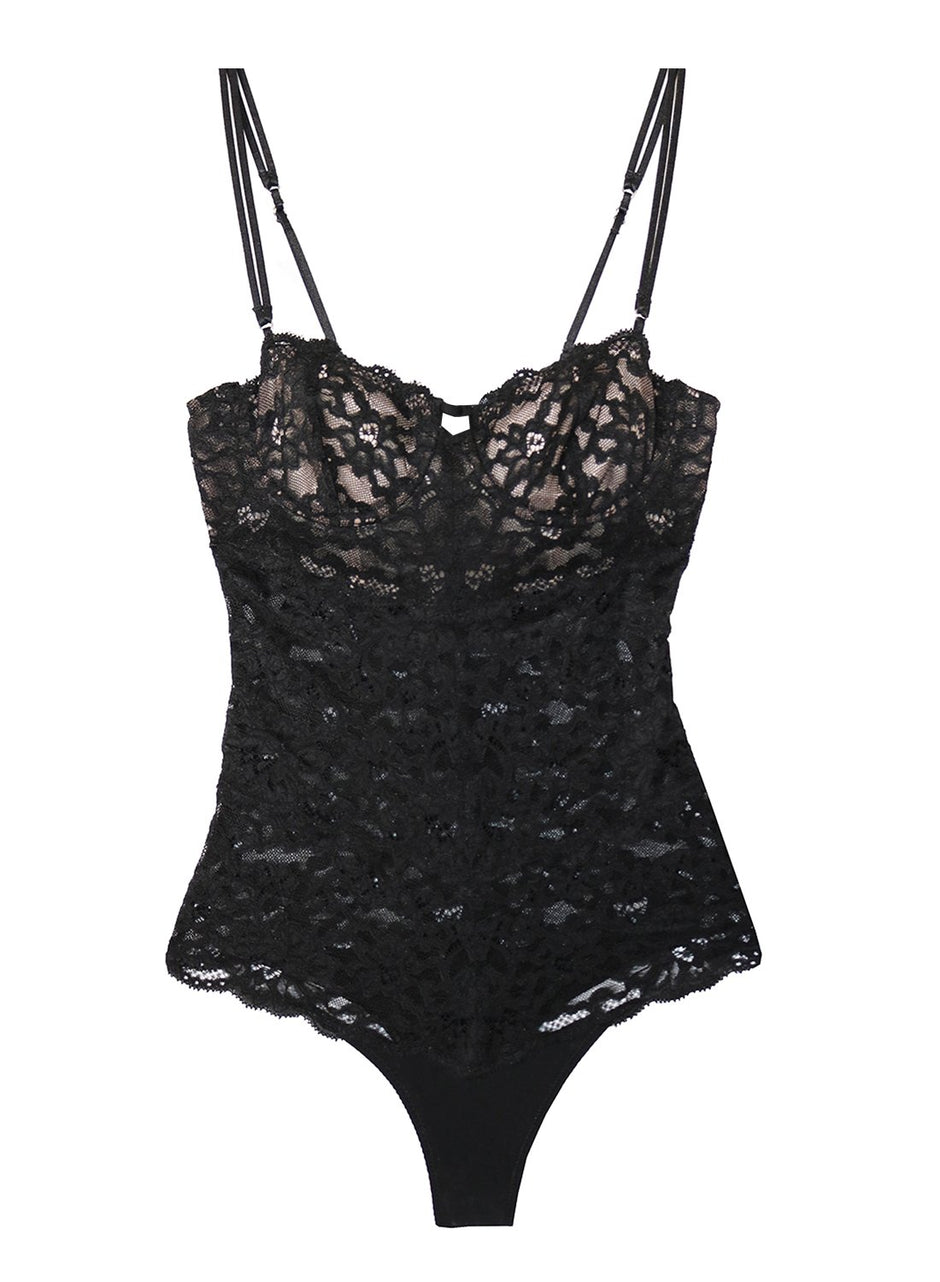 Black - Charlotte Balconette Bodysuit | Fleur du Mal - DEMO