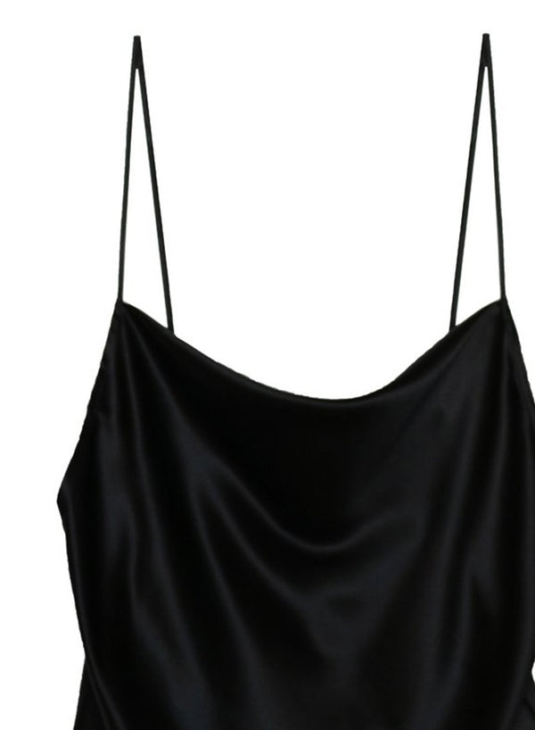 Black - Cowl Neck Spaghetti Strap Cami | Fleur du Mal - DEMO
