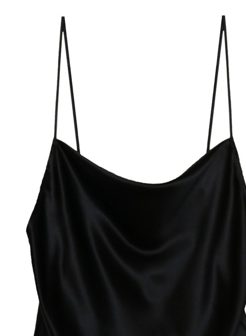Black - Cowl Neck Spaghetti Strap Cami | Fleur du Mal - DEMO