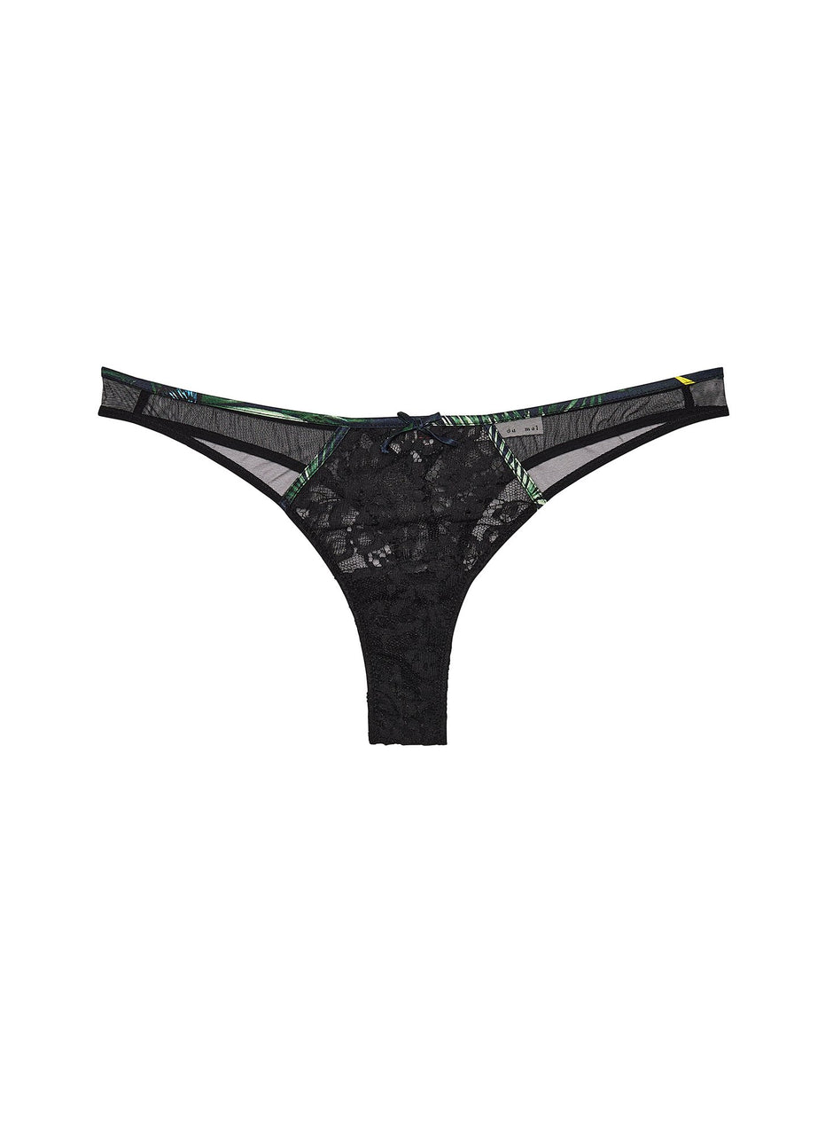 Black tropical print - Lotus Thong | Fleur du Mal - DEMO