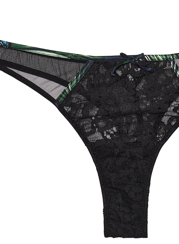 Black tropical print - Lotus Thong | Fleur du Mal - DEMO
