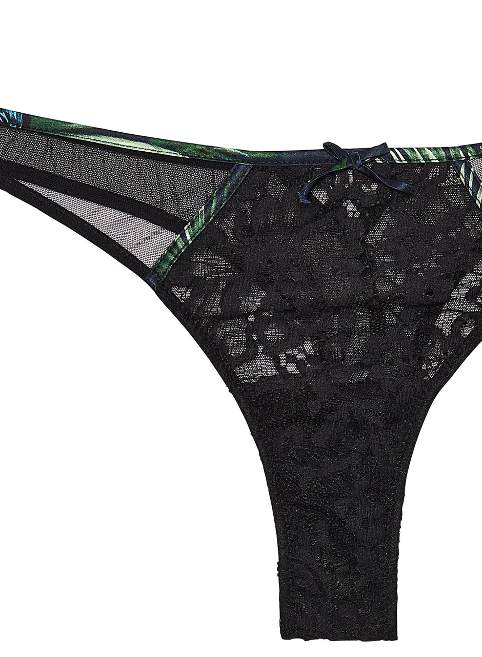 Black tropical print - Lotus Thong | Fleur du Mal - DEMO
