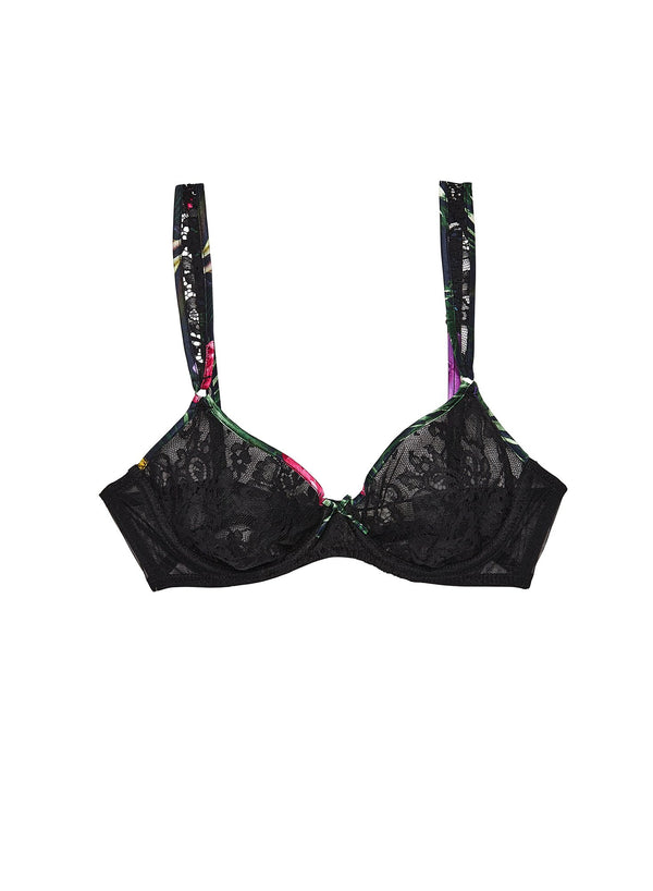 Black tropical print - Lotus Demi Bra | Fleur du Mal - DEMO