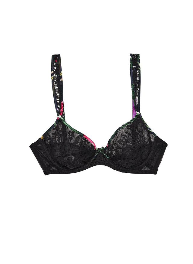 Black tropical print - Lotus Demi Bra | Fleur du Mal - DEMO