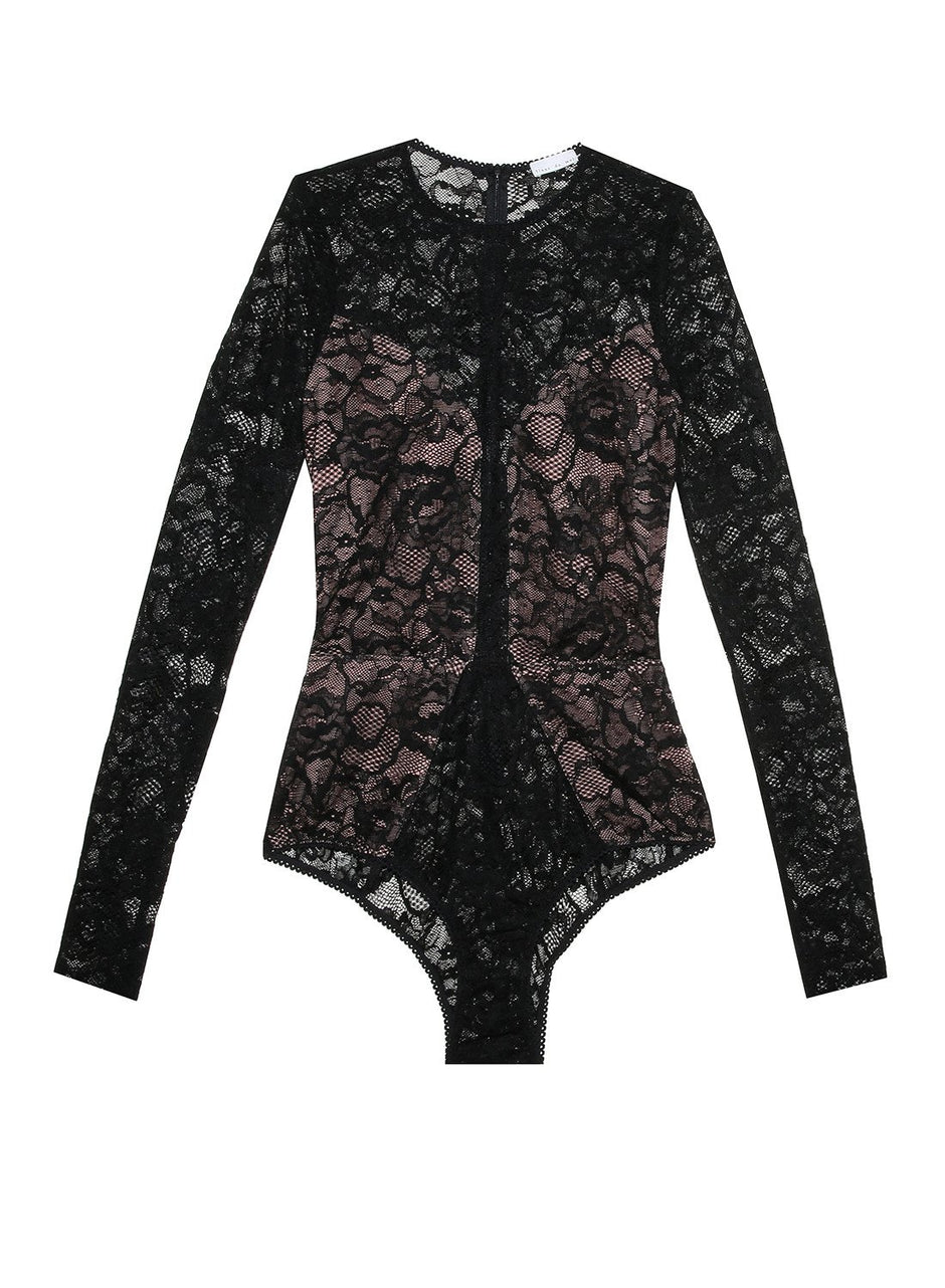 Black - Chat Noir Lace Longsleeve Bodysuit | Fleur du Mal - DEMO