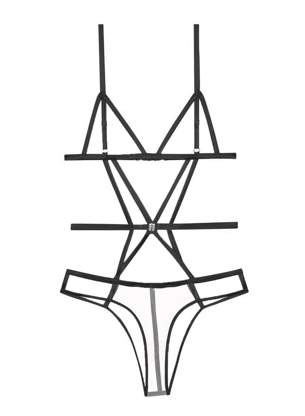 Black - Strappy Bondage Bodysuit | Fleur du Mal - DEMO
