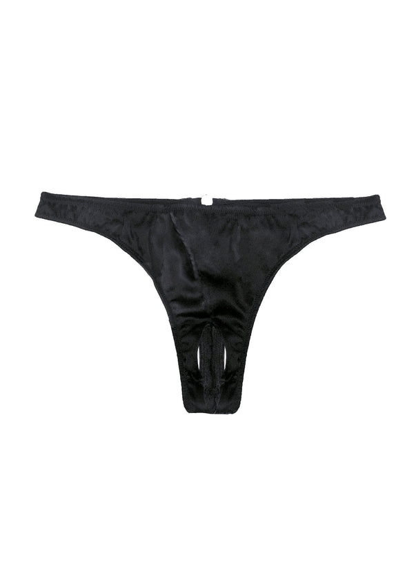 Black - Luxe Crotchless Thong | Fleur du Mal - DEMO