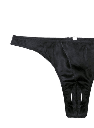 Black - Luxe Crotchless Thong | Fleur du Mal - DEMO