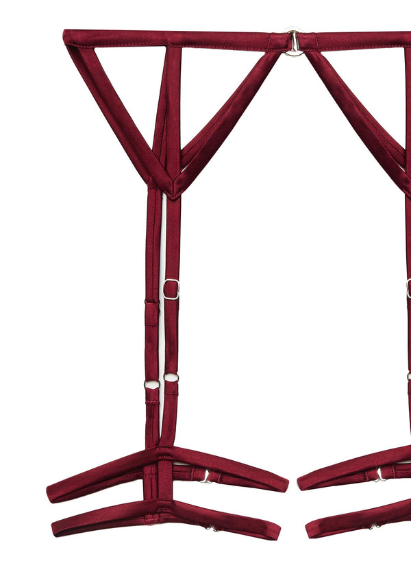 Mulberry - Strappy Bondage Garter Belt | Fleur du Mal - DEMO