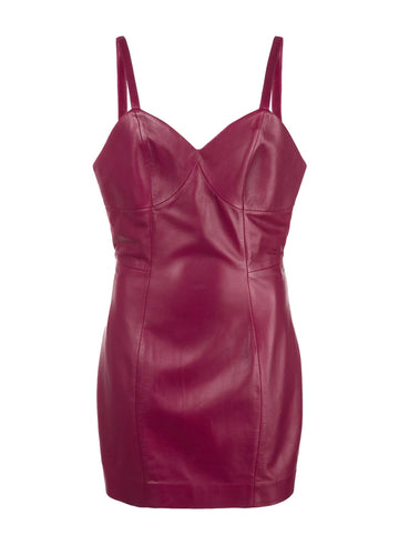 Bordeaux - Leather Mini Slip Dress | Fleur du Mal - DEMO