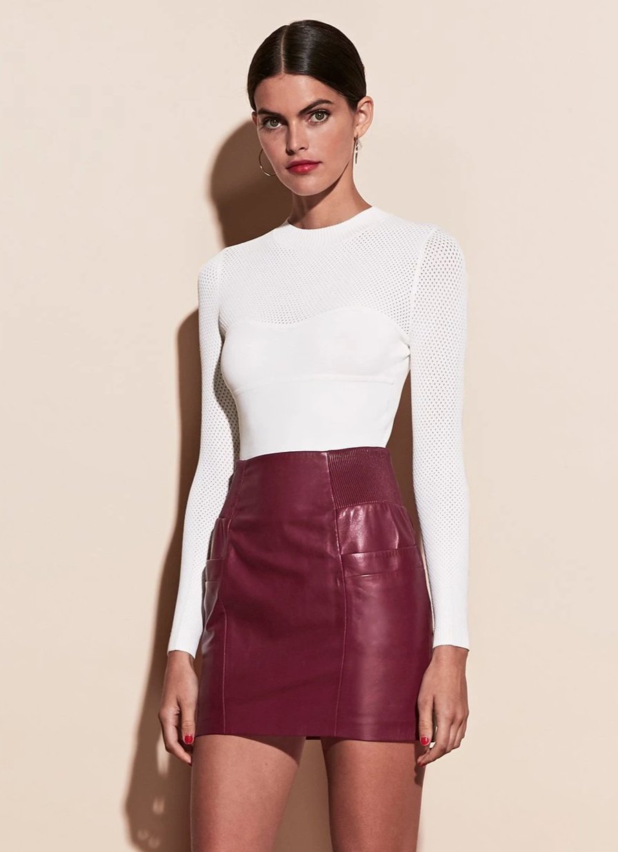 White - Pointelle Knit Bodysuit | Fleur du Mal - DEMO