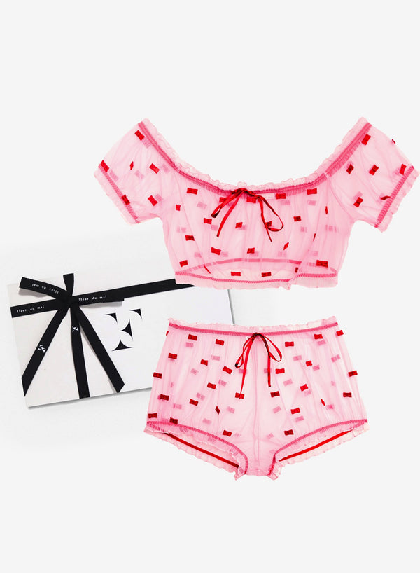 Bisou/rouge - Ruched Bow Gift Set | Fleur du Mal - DEMO