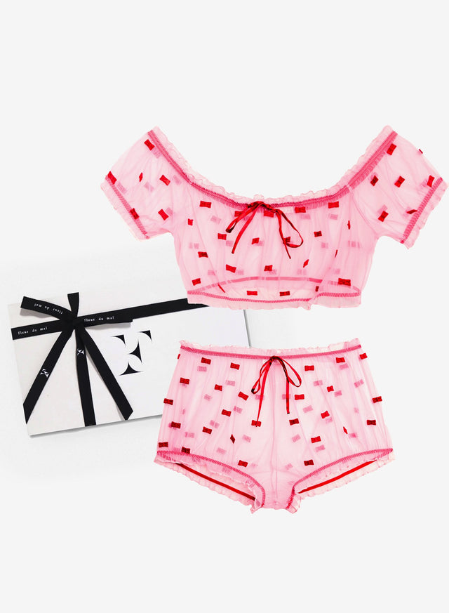 Bisou/rouge - Ruched Bow Gift Set | Fleur du Mal - DEMO