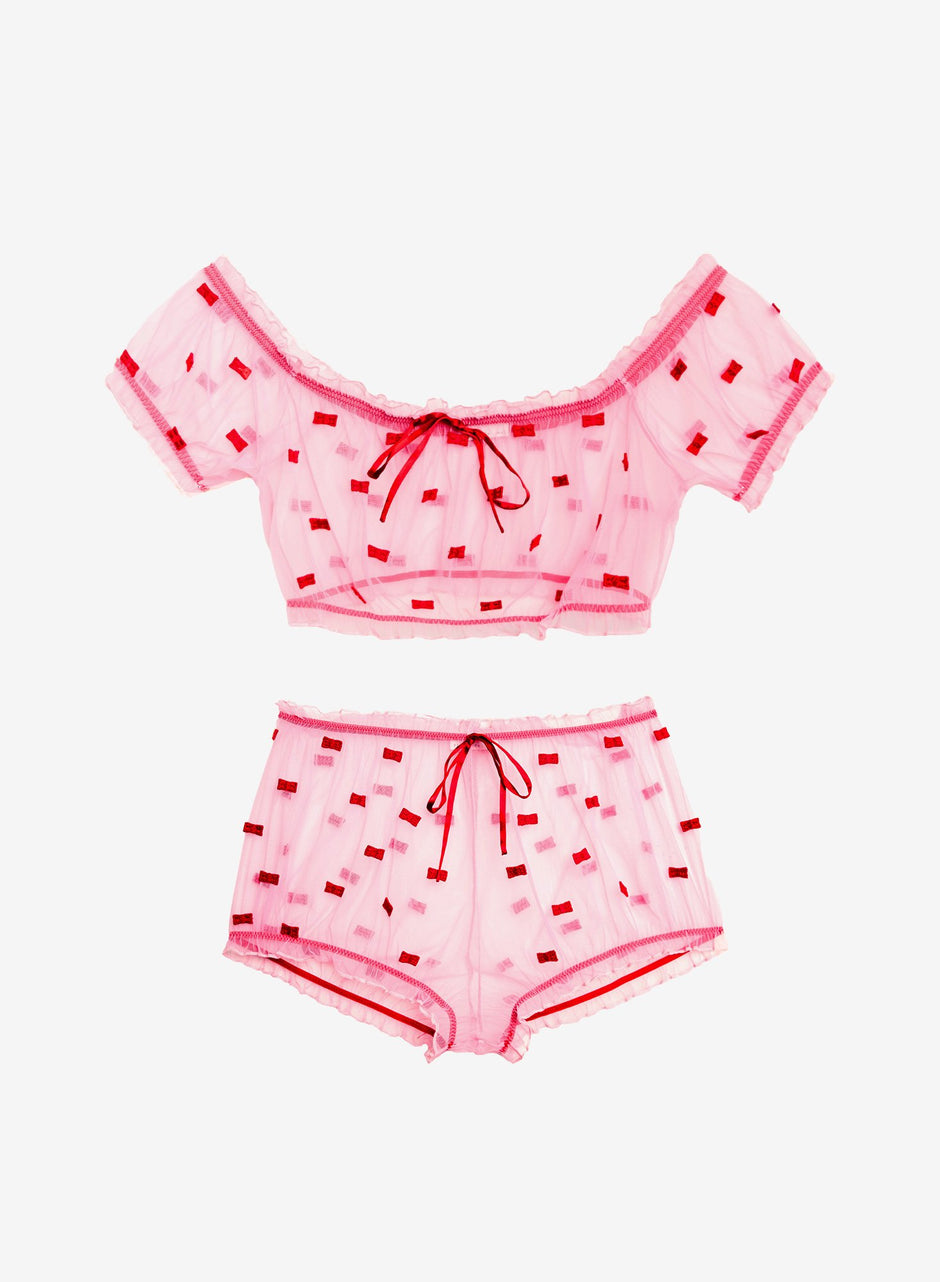 Bisou/rouge - Ruched Bow Gift Set | Fleur du Mal - DEMO