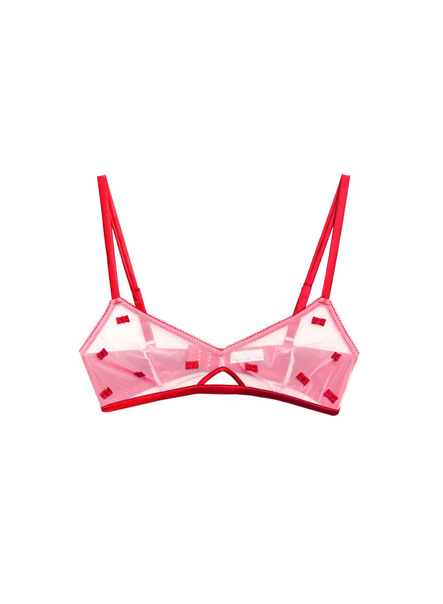 Bisou/rouge - Bow Embroidery Bralette | Fleur du Mal - DEMO