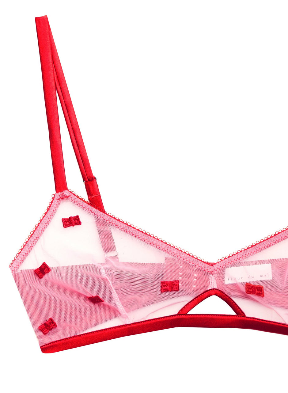 Bisou/rouge - Bow Embroidery Bralette | Fleur du Mal - DEMO