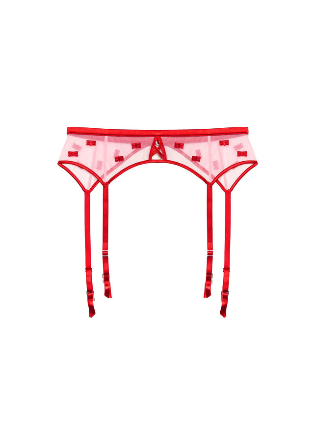 Bisou/rouge - Bow Embroidery Garter Belt | Fleur du Mal - DEMO