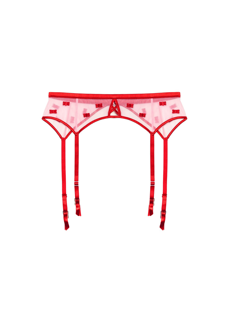 Bisou/rouge - Bow Embroidery Garter Belt | Fleur du Mal - DEMO