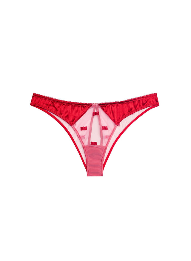 Bisou/rouge - Bow Embroidery Peekaboo Ouvert Panty | Fleur du Mal - DEMO