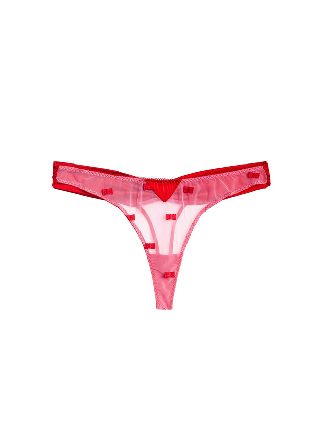 Bisou/rouge - Bow Embroidery Thong | Fleur du Mal - DEMO