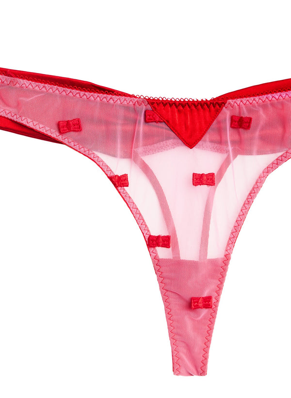 Bisou/rouge - Bow Embroidery Thong | Fleur du Mal - DEMO