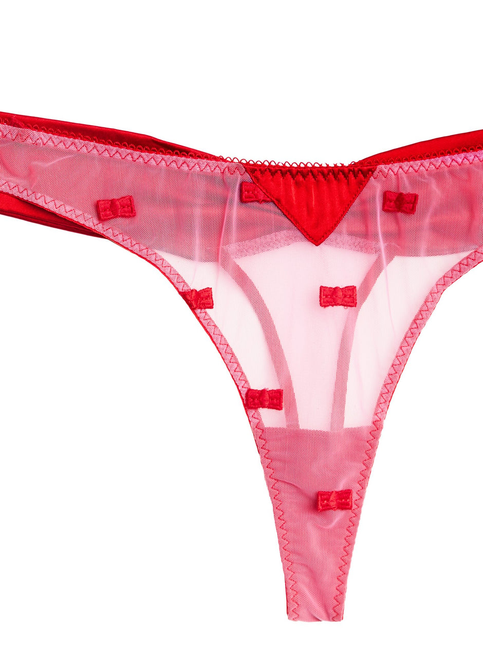 Bisou/rouge - Bow Embroidery Thong | Fleur du Mal - DEMO