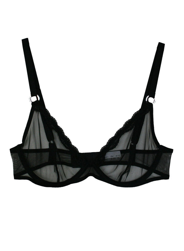 Black - Sheer Tulle Demi Bra | Fleur du Mal - DEMO