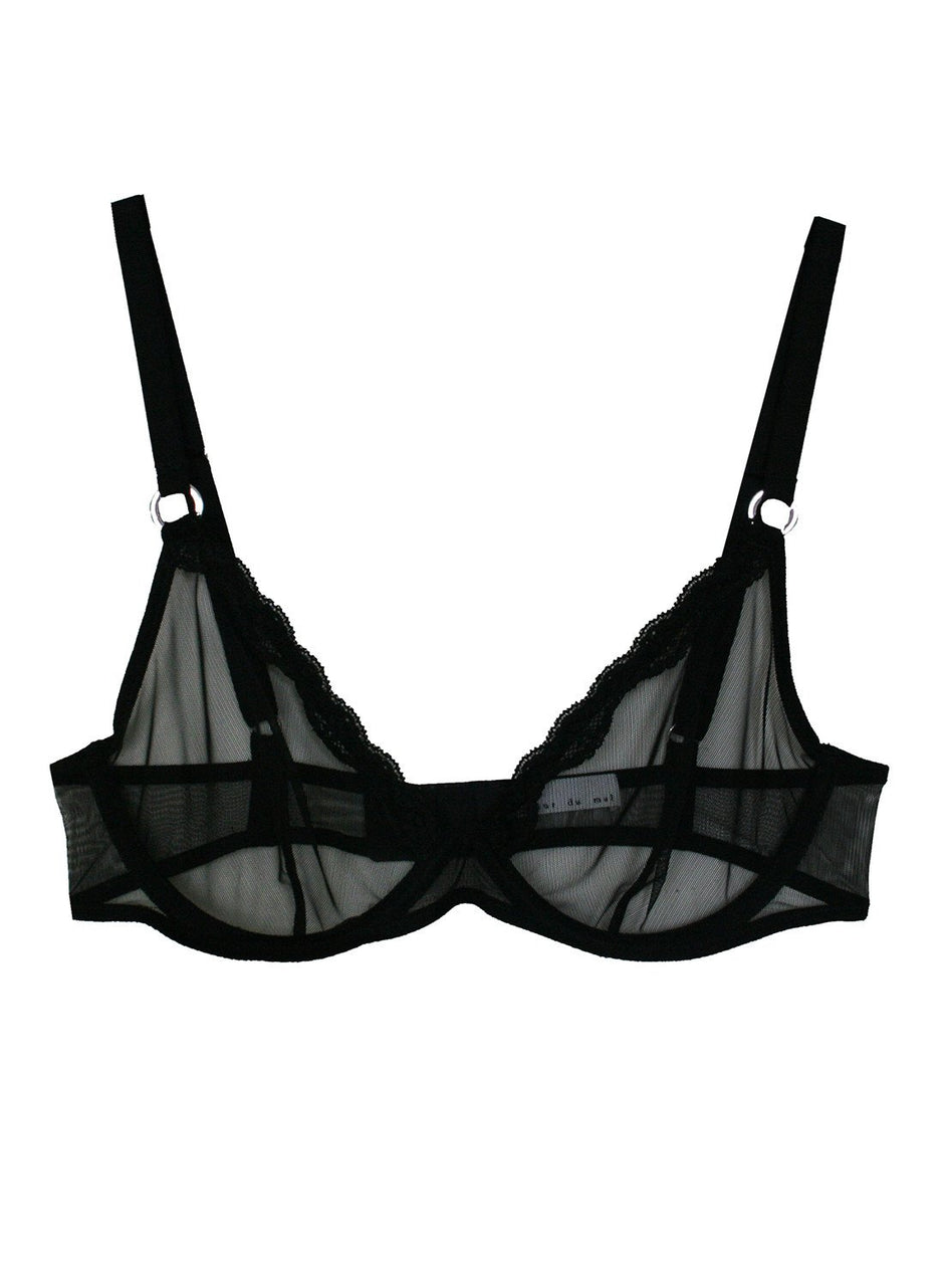 Black - Sheer Tulle Demi Bra | Fleur du Mal - DEMO