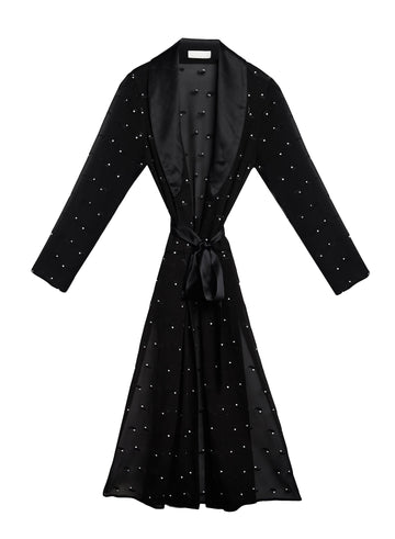 Black - Bunny Embroidery Smoking Robe | Fleur du Mal - DEMO