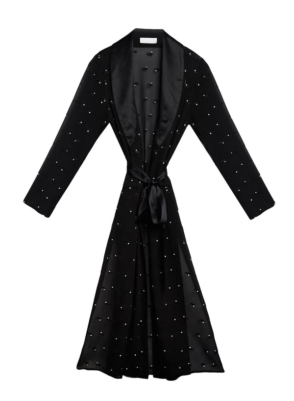 Black - Bunny Embroidery Smoking Robe | Fleur du Mal - DEMO
