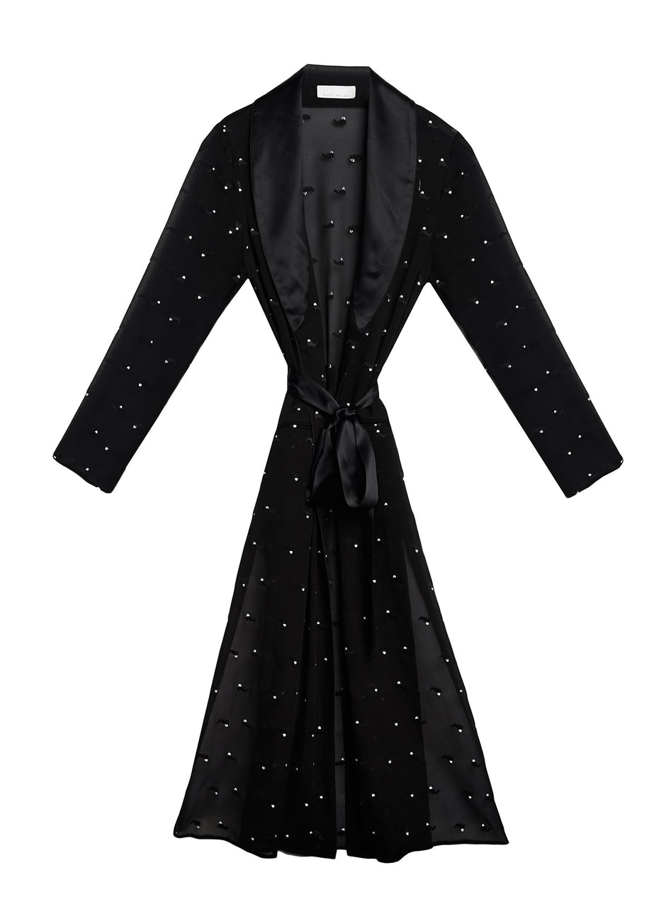 Black - Bunny Embroidery Smoking Robe | Fleur du Mal - DEMO