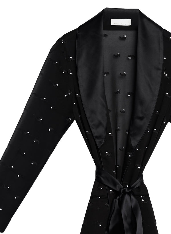 Black - Bunny Embroidery Smoking Robe | Fleur du Mal - DEMO