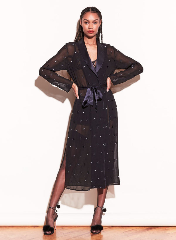 Black - Bunny Embroidery Smoking Robe | Fleur du Mal - DEMO