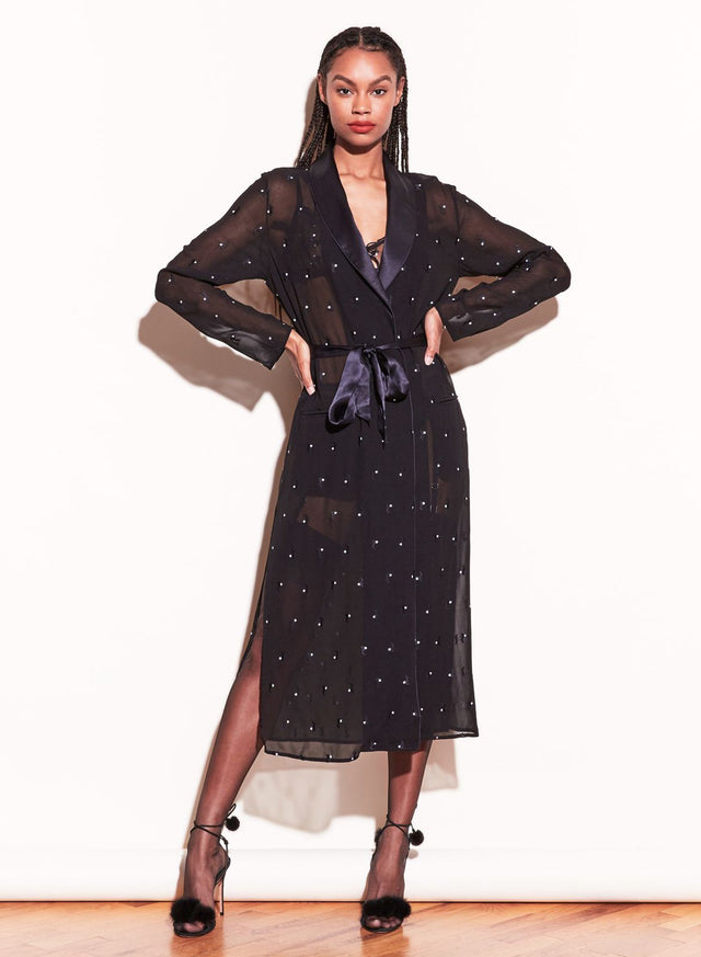 Black - Bunny Embroidery Smoking Robe | Fleur du Mal - DEMO