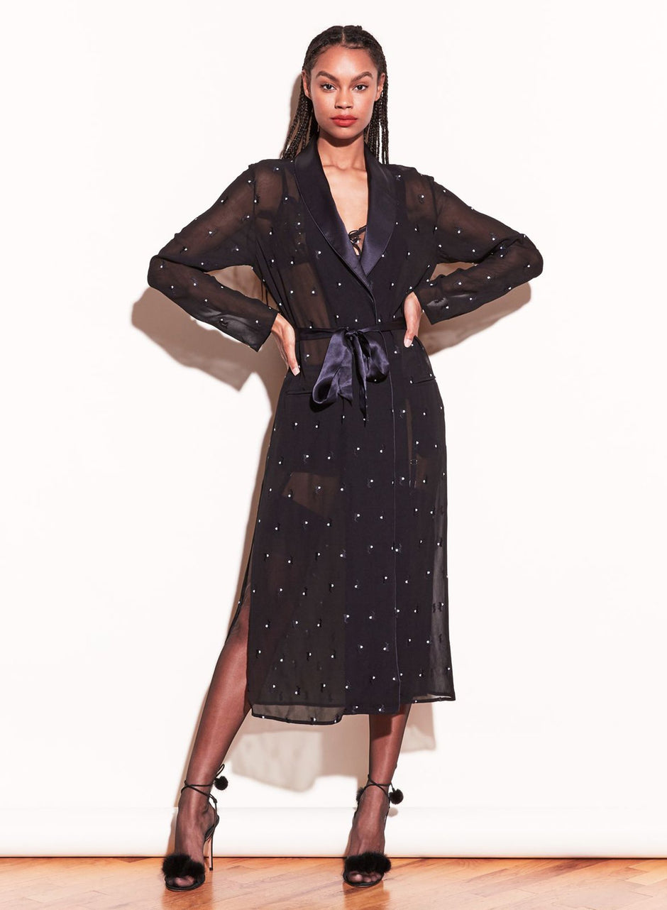 Black - Bunny Embroidery Smoking Robe | Fleur du Mal - DEMO
