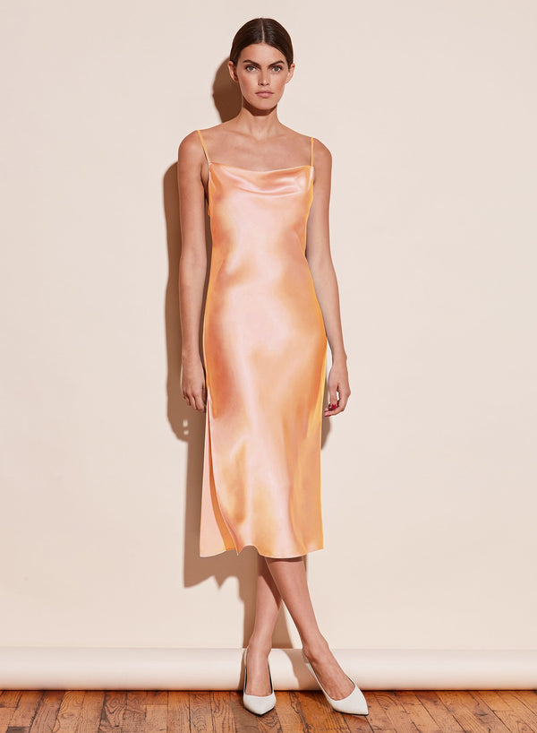 Burnt orange - Cowl Neck Slip Dress with Slit | Fleur du Mal - DEMO