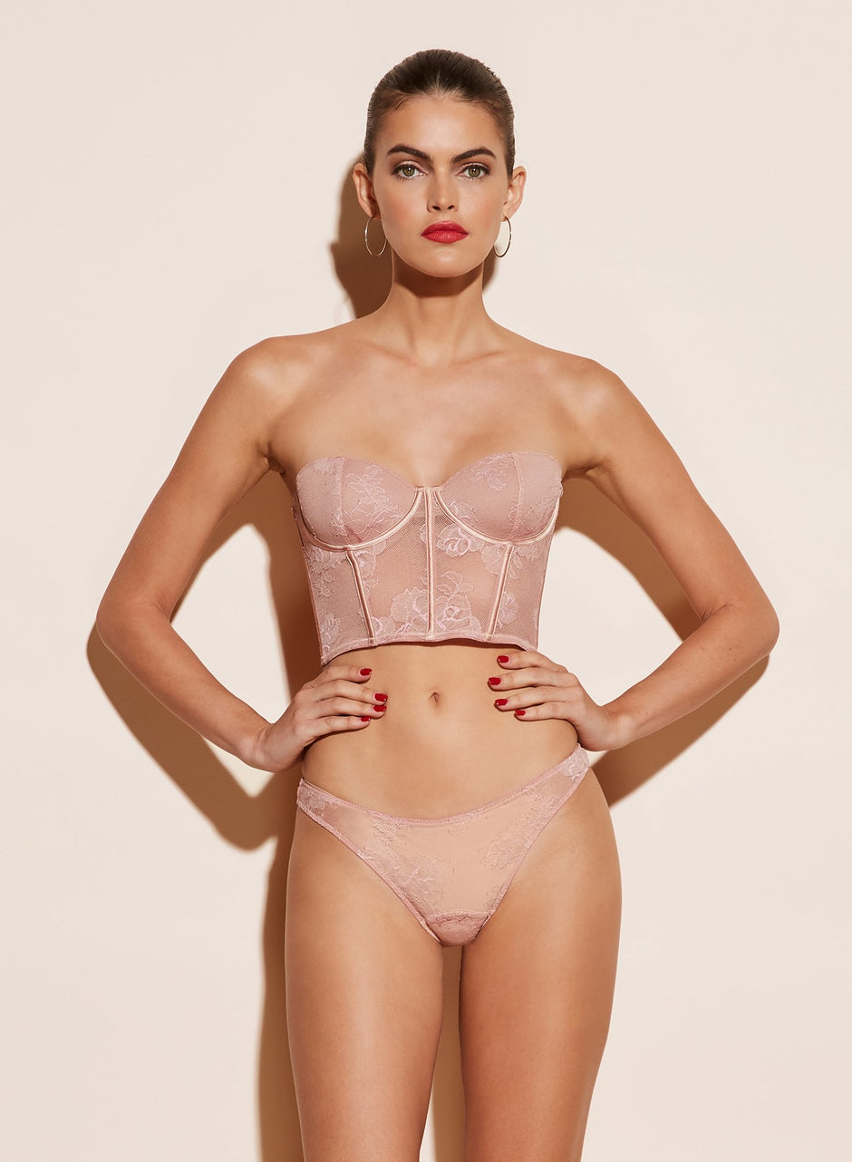 Rosewater - Bouquet Lace Strapless Bustier Top | Fleur du Mal - DEMO