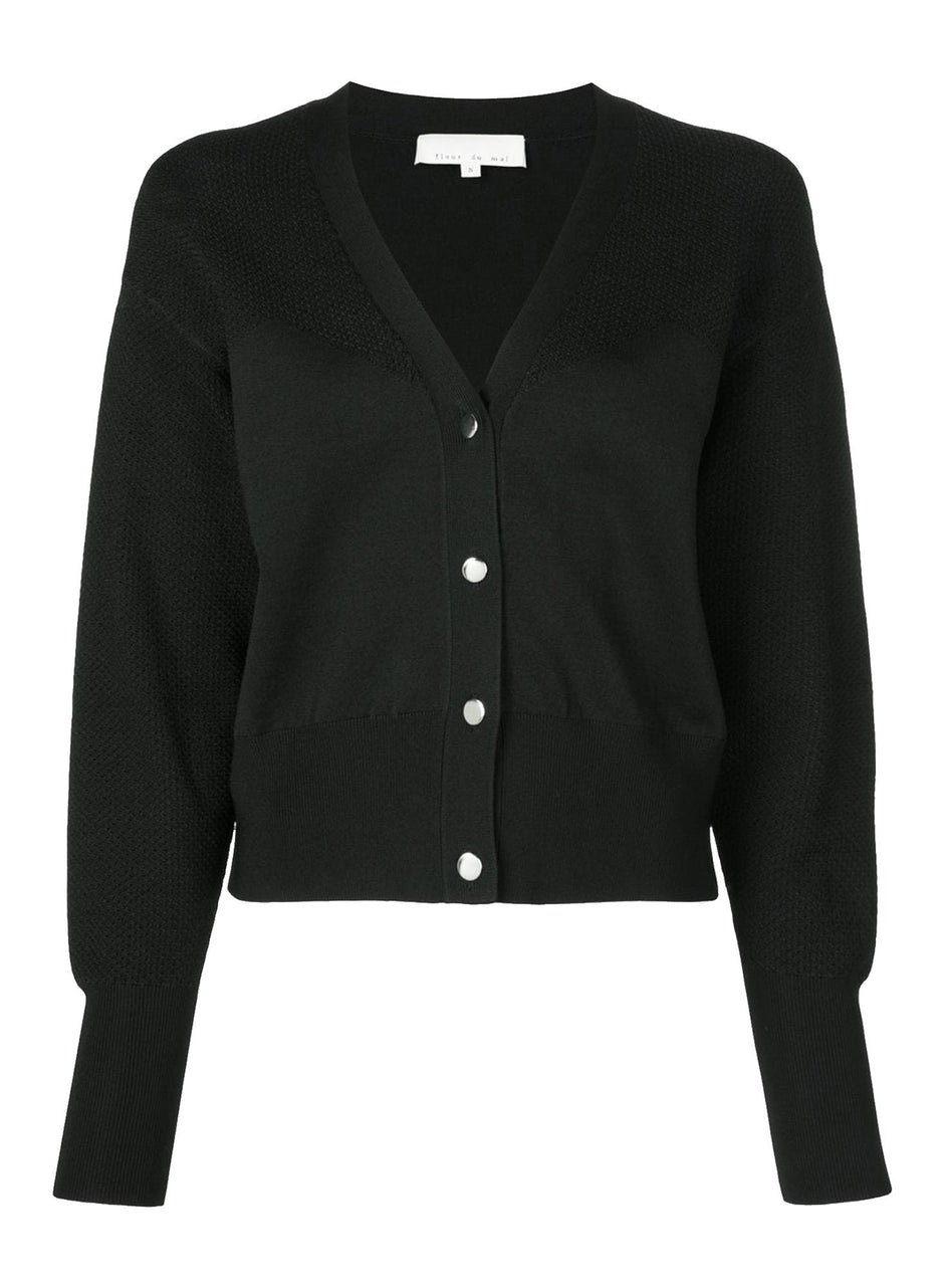 Black - Pointelle Knit Cardigan | Fleur du Mal - DEMO