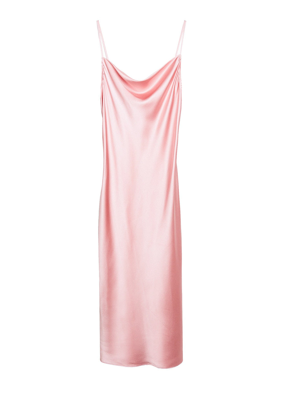 Coral blush - Cowl Neck Slip Dress with Slit | Fleur du Mal - DEMO