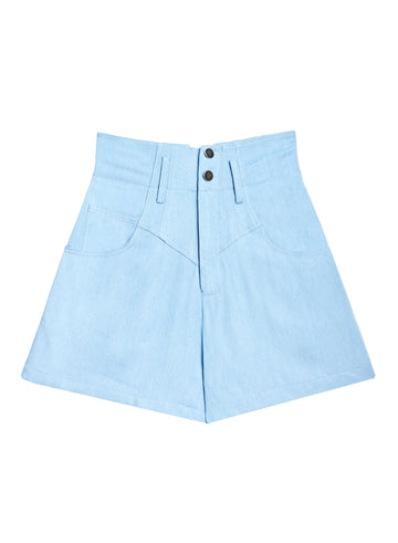 Chambray - High Waist Jean Short | Fleur du Mal - DEMO