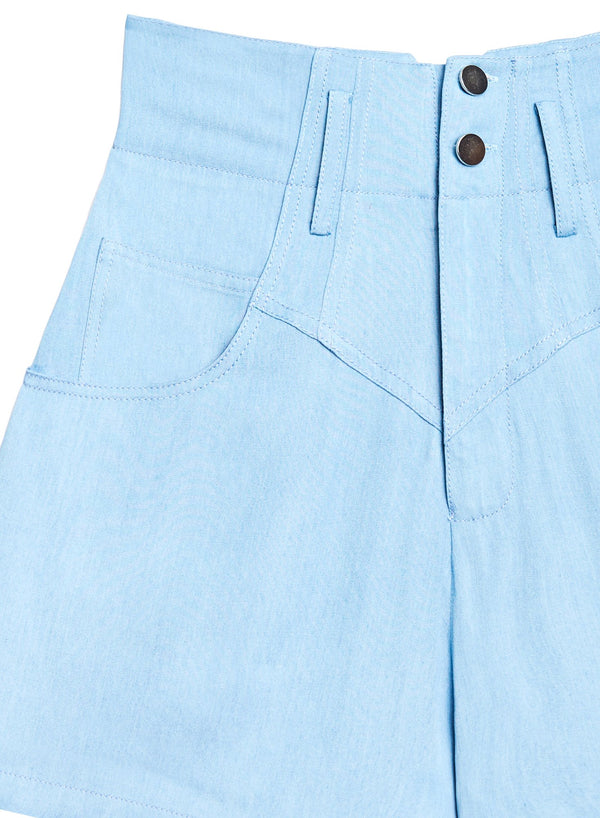 Chambray - High Waist Jean Short | Fleur du Mal - DEMO