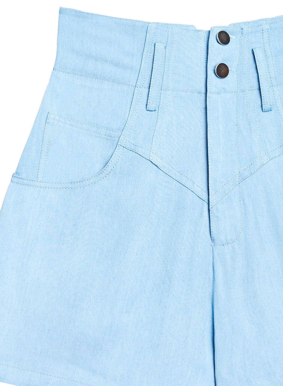 Chambray - High Waist Jean Short | Fleur du Mal - DEMO