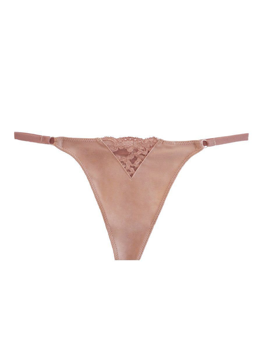 Tan - Charlotte Lace No Show V-String | Fleur du Mal - DEMO