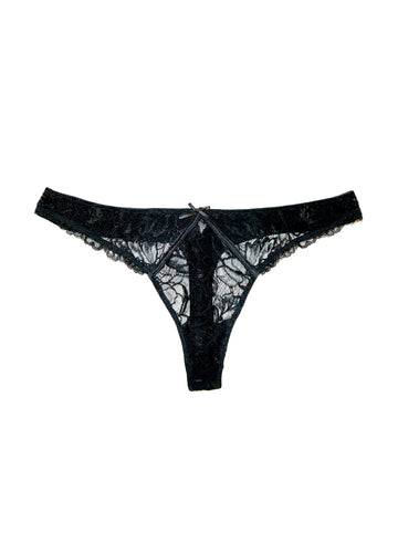 Black - Chateau Lace Thong | Fleur du Mal - DEMO
