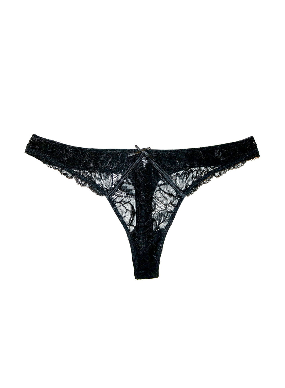 Black - Chateau Lace Thong | Fleur du Mal - DEMO