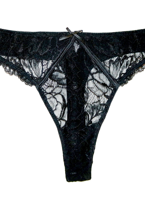 Black - Chateau Lace Thong | Fleur du Mal - DEMO