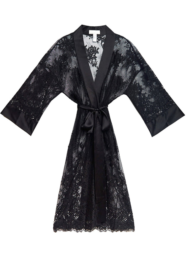 Black - Cillis Lace Robe | Fleur du Mal - DEMO