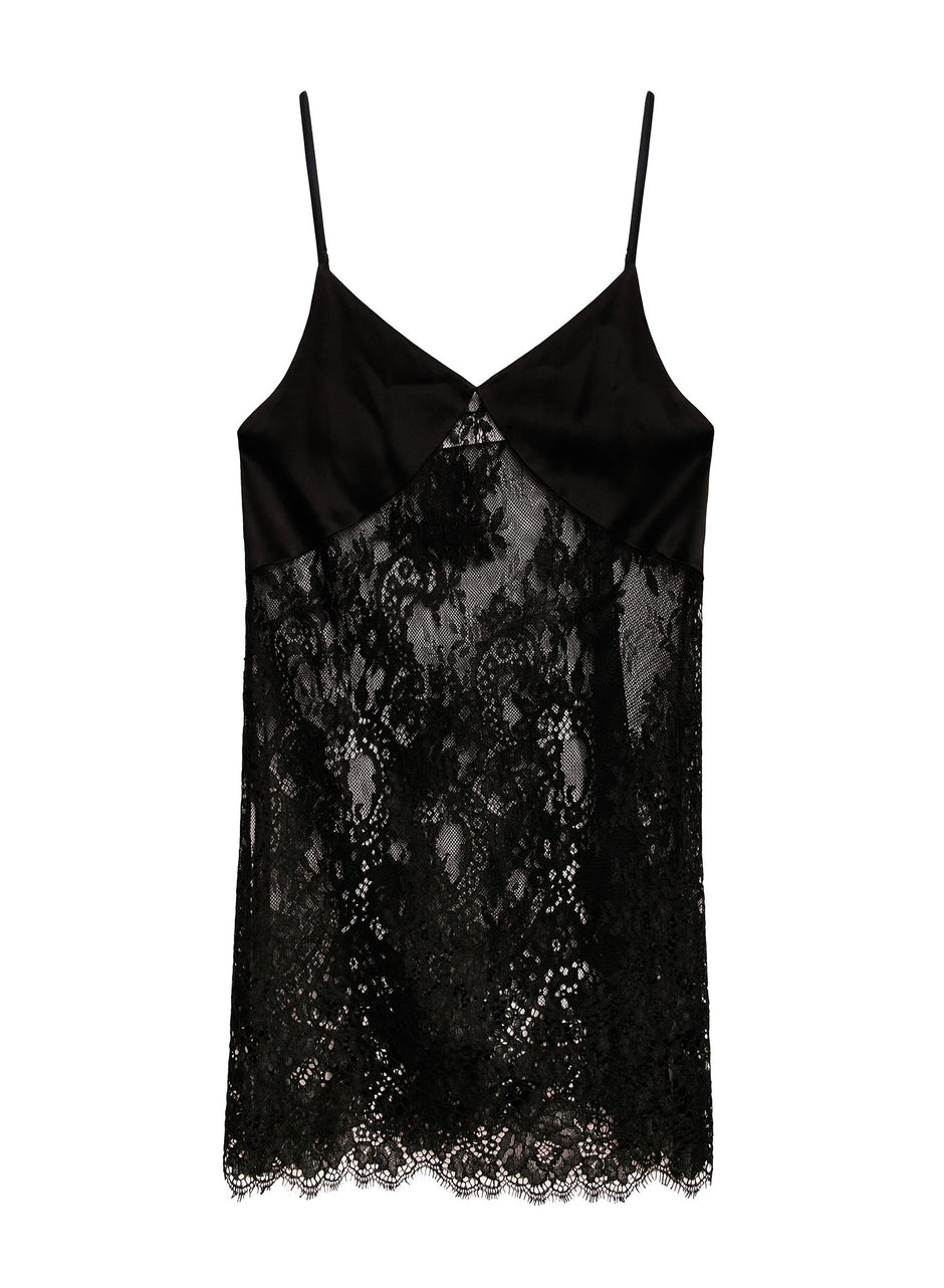 Black - Cillis Lace Silk Combo Short Slip | Fleur du Mal - DEMO
