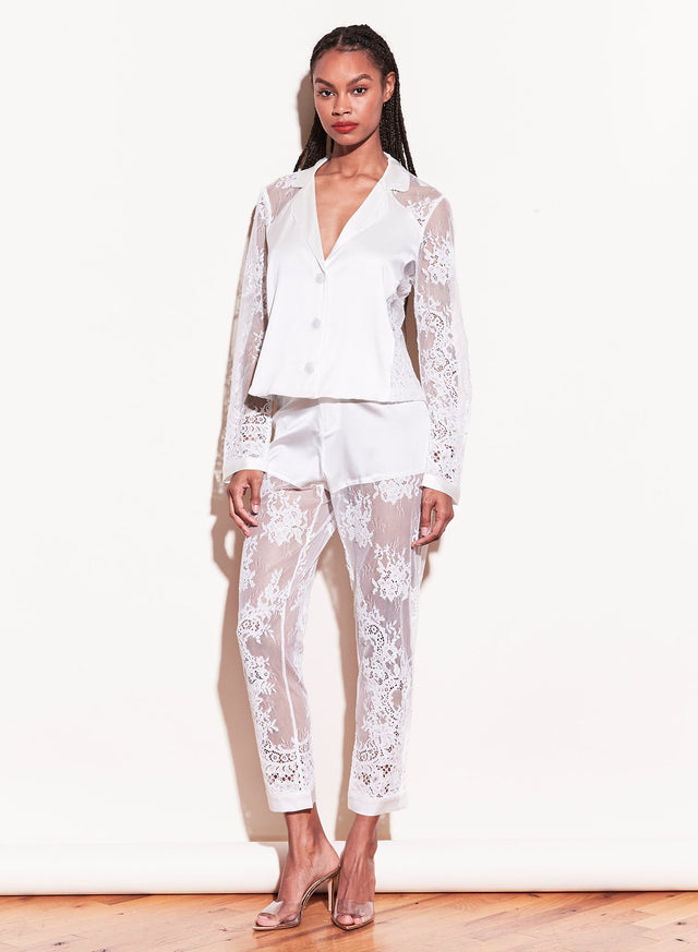 Creme - Cillis Lace Silk Combo PJ Top | Fleur du Mal - DEMO
