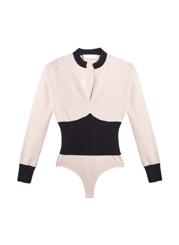 Nude/black - Contrast Waist Bodysuit | Fleur du Mal - DEMO